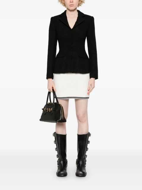 Self-Portrait bow-jacquard mini skirt - White