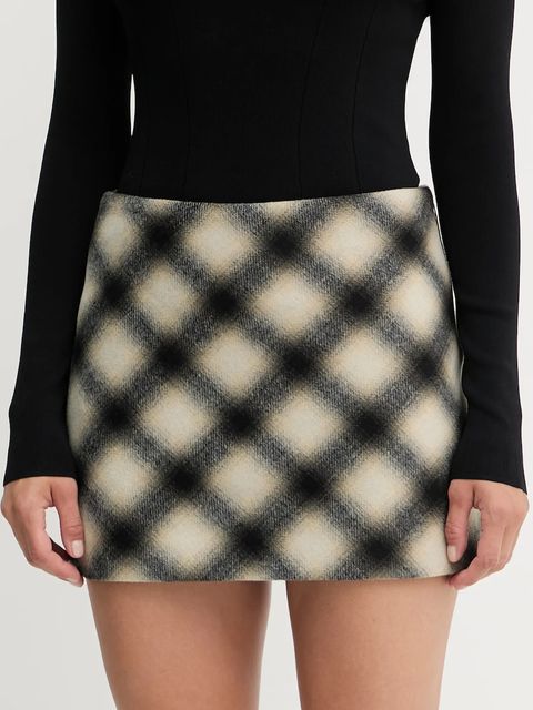 Liu Jo spódnica z domieszką wełny kolor beżowy mini prosta MF5194 T079A - zdjęcie produktu nr 1