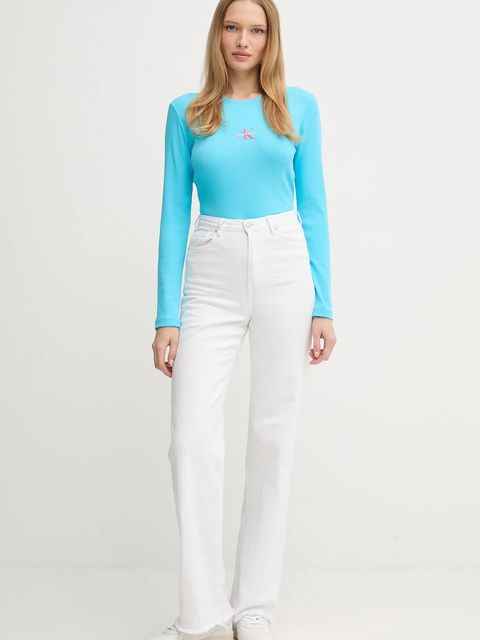 Calvin Klein Jeans longsleeve kolor turkusowy LV047A803G - zdjęcie produktu nr 2