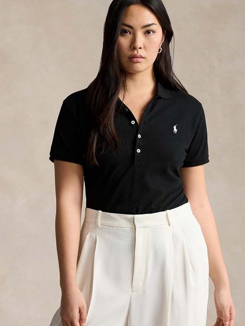 Polo Ralph Lauren polo damski kolor czarny z kołnierzykiem - zdjęcie produktu nr 1