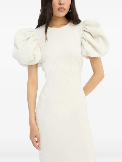 ROTATE BIRGER CHRISTENSEN puffy jacquard midi dress - Neutrals