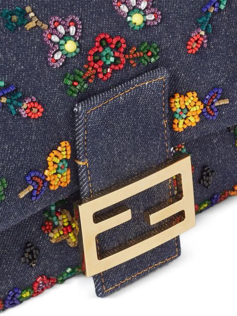 FENDI medium Baguette floral-motif shoulder bag - Blue