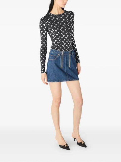Marine Serre zipped mini skirt - Blue