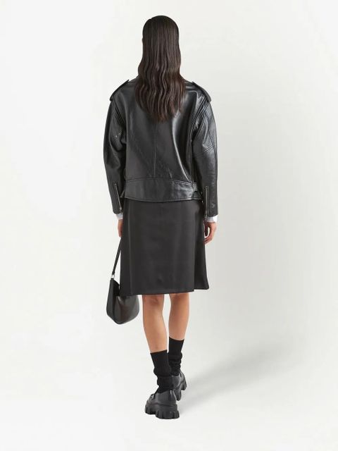 Prada triangle-plaque leather jacket - Black