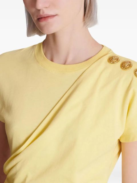 Balmain draped-detail T-shirt - Yellow