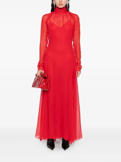 Blumarine high-neck long-sleeve dress - Red