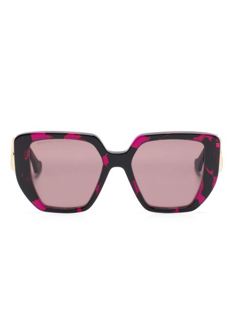 Gucci Eyewear logo-plaque oversize sunglasses - Purple - zdjęcie produktu nr 1
