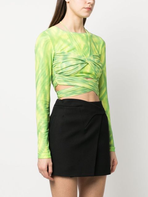 ROTATE BIRGER CHRISTENSEN layered cropped tie-dye top - Green