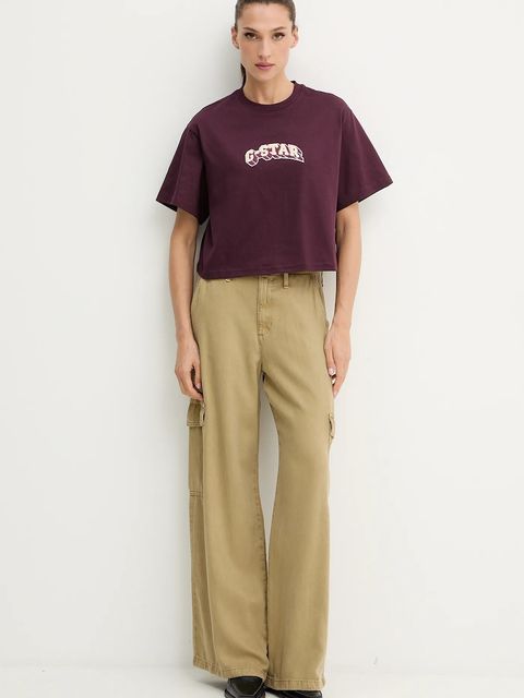 G-Star t-shirt bawełniany damski kolor fioletowy D26921.C336