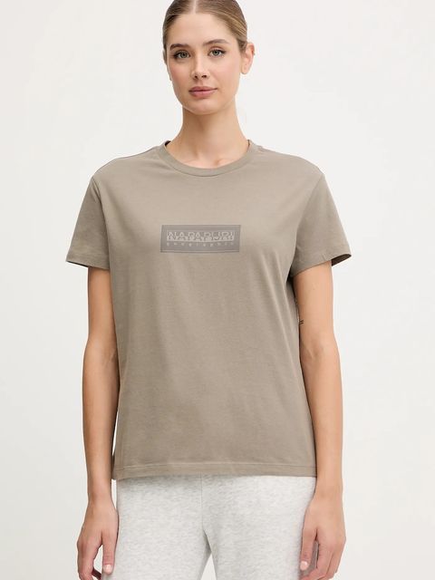 Napapijri t-shirt bawełniany S-Box damski kolor zielony NP0A4IP1N1T1 - zdjęcie produktu nr 1
