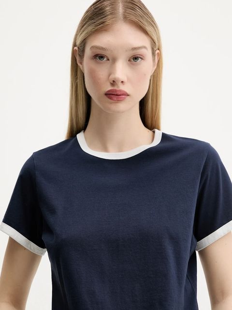 Abercrombie & Fitch t-shirt bawełniany damski kolor granatowy KI139-5529