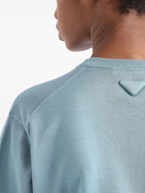Prada crew-neck cotton sweater - Blue - zdjęcie produktu nr 2