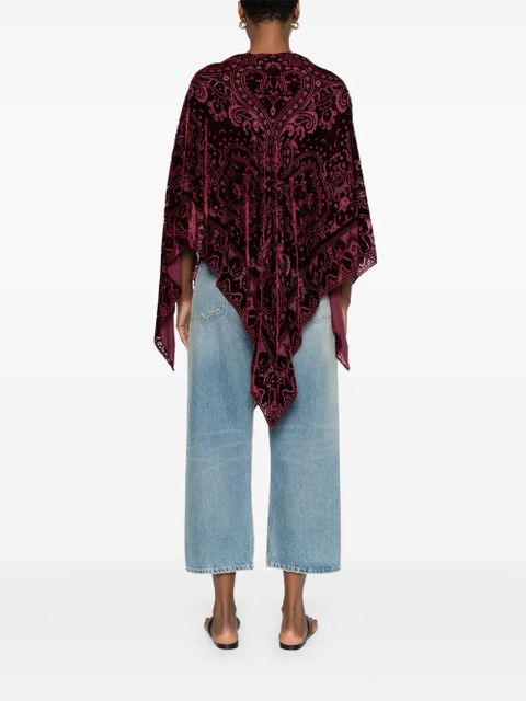 ETRO paisley-pattern velvet poncho - Red