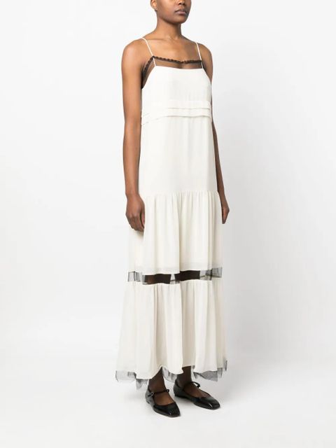 TWINSET tulle-panel long dress - Neutrals