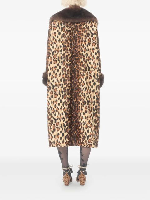 Valentino Garavani spotted shearling bow coat - Brown