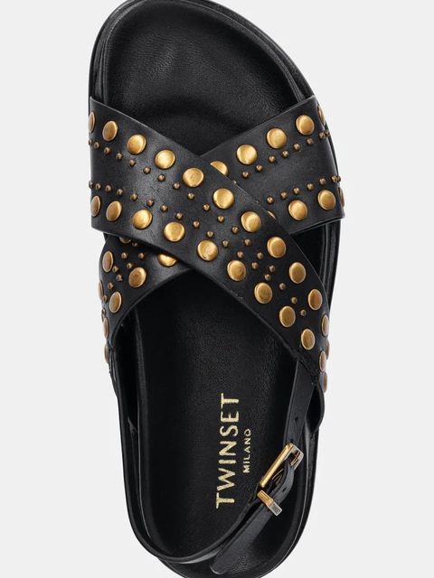 Twinset sandały skórzane damskie kolor czarny 251TGT070 - zdjęcie produktu nr 2