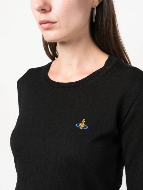 Vivienne Westwood logo-embroidered virgin-wool jumper - Black