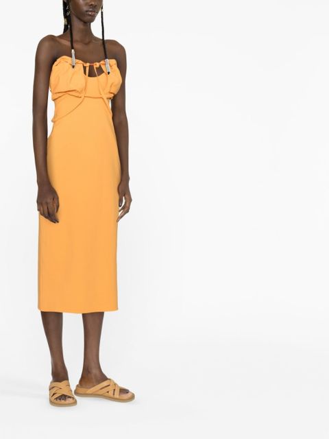 Jacquemus strap-detail sleeveless dress - Orange