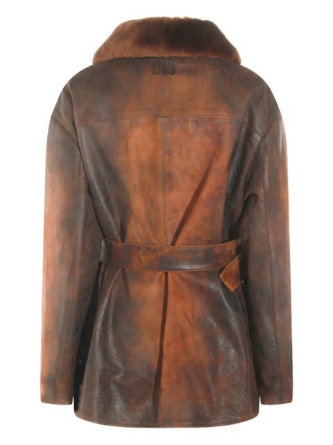 Miu Miu leather double-breasted jacket - Brown - zdjęcie produktu nr 2