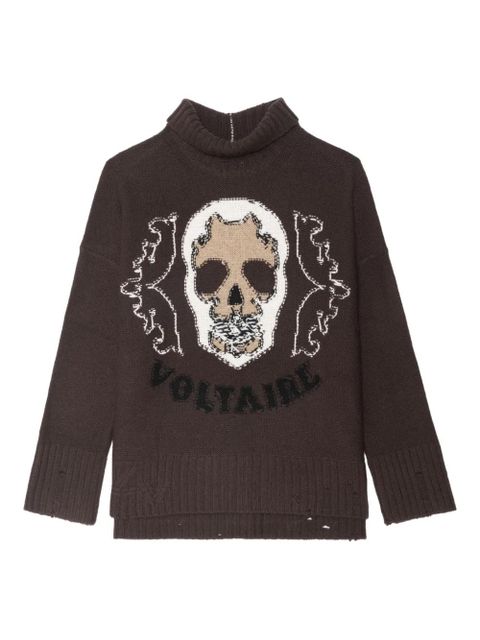 Zadig&Voltaire Bleeza skull-embellished turtleneck sweater - Brown - zdjęcie produktu nr 1