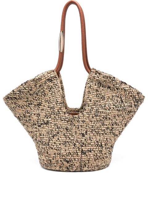 ZIMMERMANN leather-handle woven beach bag - Neutrals