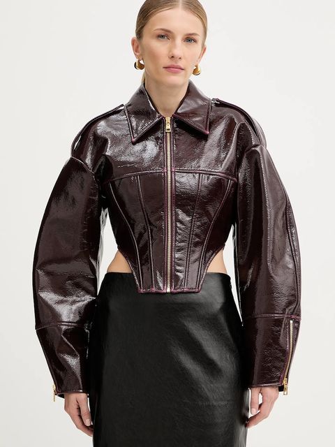 Elisabetta Franchi kurtka kolor bordowy przejściowa GB00458E2 - zdjęcie produktu nr 1