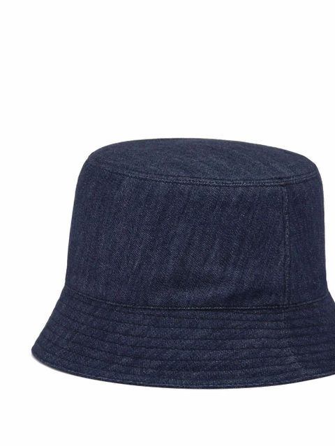 Prada triangle-logo denim bucket hat - Blue - zdjęcie produktu nr 2