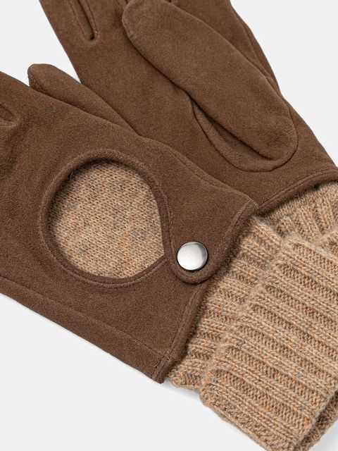Medicine rękawiczki zamszowe damskie kolor brązowy