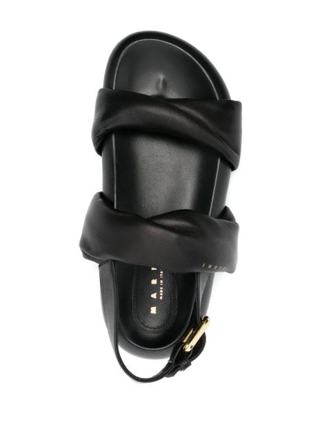 Marni logo-print leather sandals - Black
