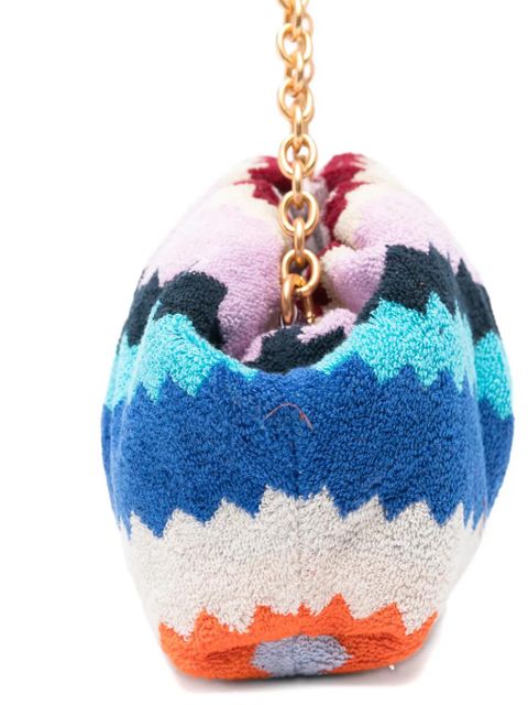 Missoni zigzag-woven chain-strap clutch bag - Blue