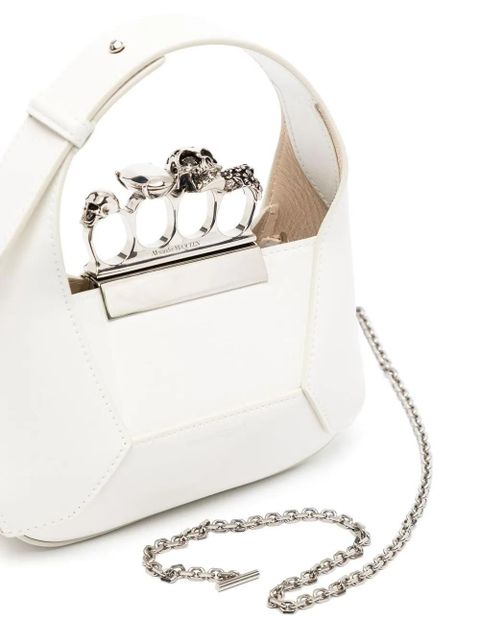 Alexander McQueen The Jewelled Hobo leather mini bag - White