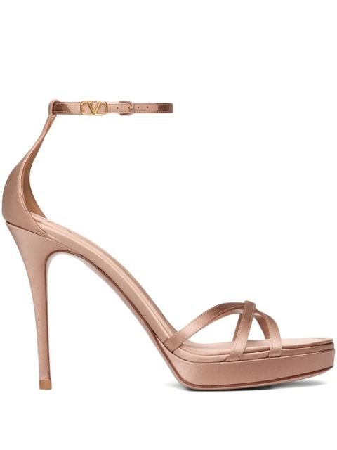 Valentino Garavani 120mm Eveninglam satin platform sandals - Neutrals - zdjęcie produktu nr 1