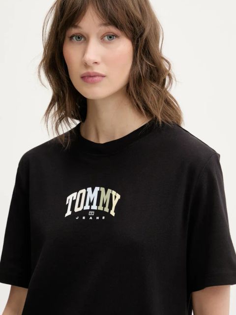 Tommy Jeans t-shirt bawełniany damski kolor czarny DW0DW21337