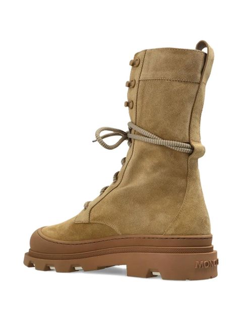 Moncler logo-patch suede boots - Brown