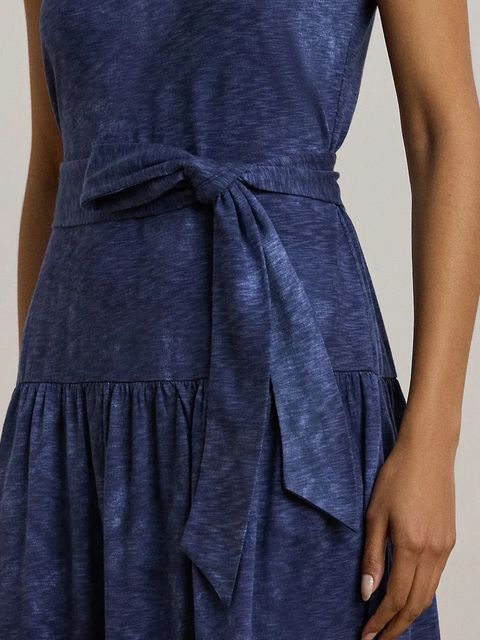 Lauren Ralph Lauren sukienka kolor niebieski midi rozkloszowana 200973602