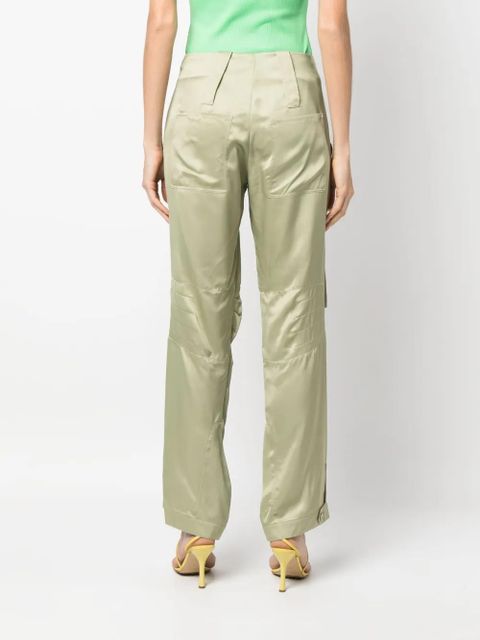 FENDI satin-finish cargo trousers - Green