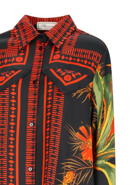 Blumarine printed twill mini dress - Black