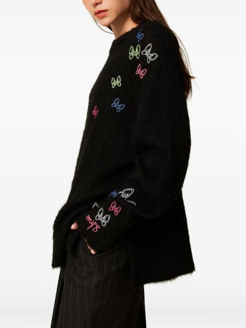 TWINSET butterfly-embroidered sweater - Black - zdjęcie produktu nr 2