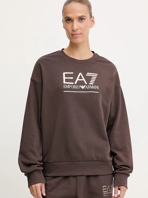 EA7 Emporio Armani bluza damska kolor brązowy z nadrukiem AF12473.7W000416 - zdjęcie produktu nr 1