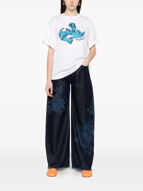 Marni bird-print T-shirt - White - zdjęcie produktu nr 2