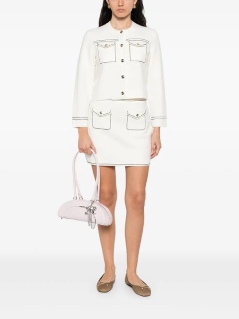 Maje contrast-stitch cardigan - Neutrals