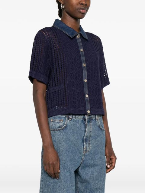 SANDRO openwork collared shirt - Blue