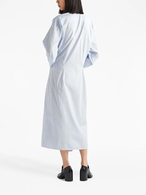 Prada safety pin-embellished striped shirtdress - Blue