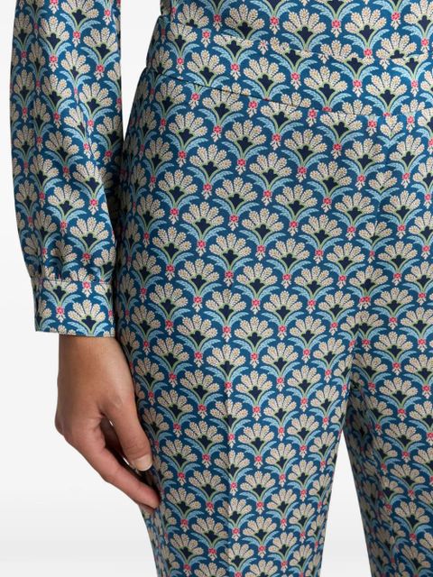ETRO palm-motif bootcut trousers - Blue