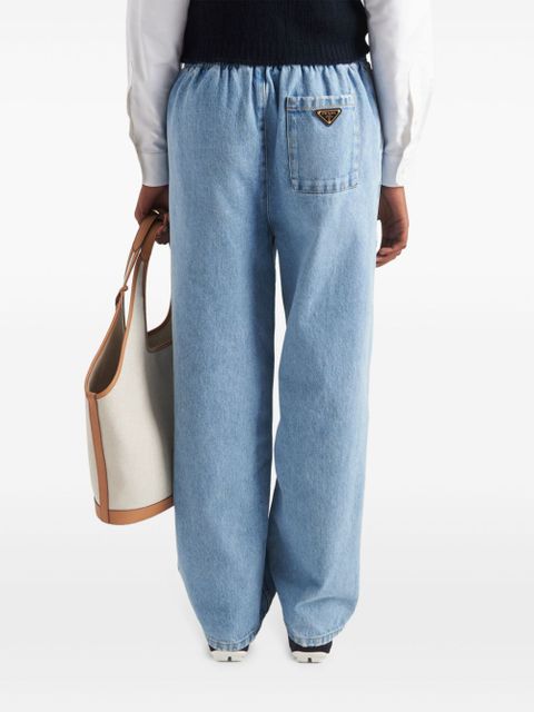 Prada triangle-logo mid-rise loose-fit jeans - Blue