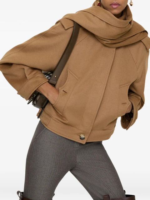 Burberry detachable-scarf jacket - Neutrals