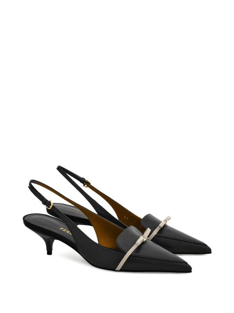 Ferragamo 40mm pointed bow-detail slingback pumps - Black - zdjęcie produktu nr 2