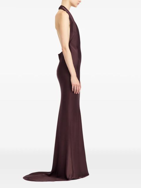 16Arlington Maren halterneck satin maxi dress - Brown
