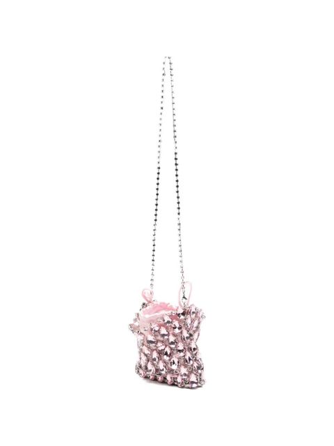 Self-Portrait mini Chainmail embellished shoulder bag - Pink