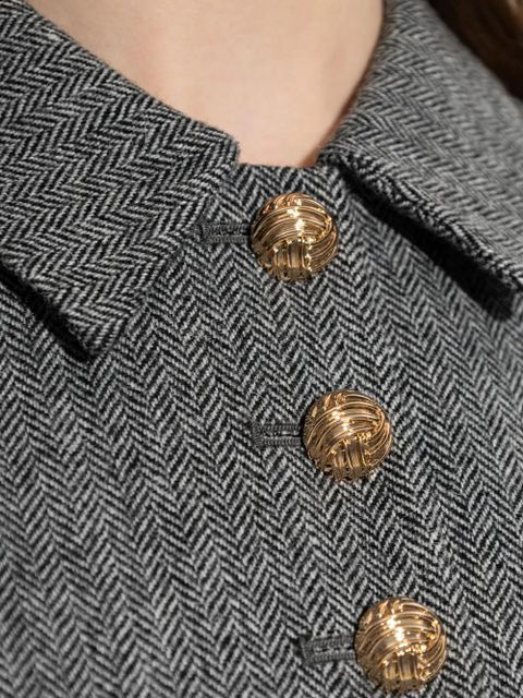 Self-Portrait lace-trim herringbone mini dress - Grey